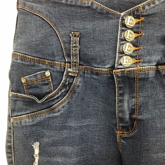 Elvas Size 7 Distressed Stretchy High Waist Jean Capris!! - Picture 4 of 11